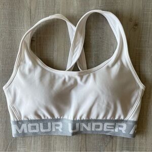 UNDER ARMOUR White & Grey Crossback Sports Bra with Removable Padding Size Small